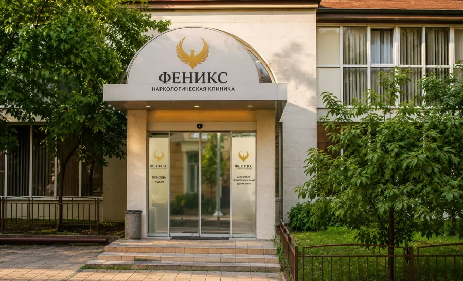 Вход в наркологическую клинику «Феникс» в Ряжске